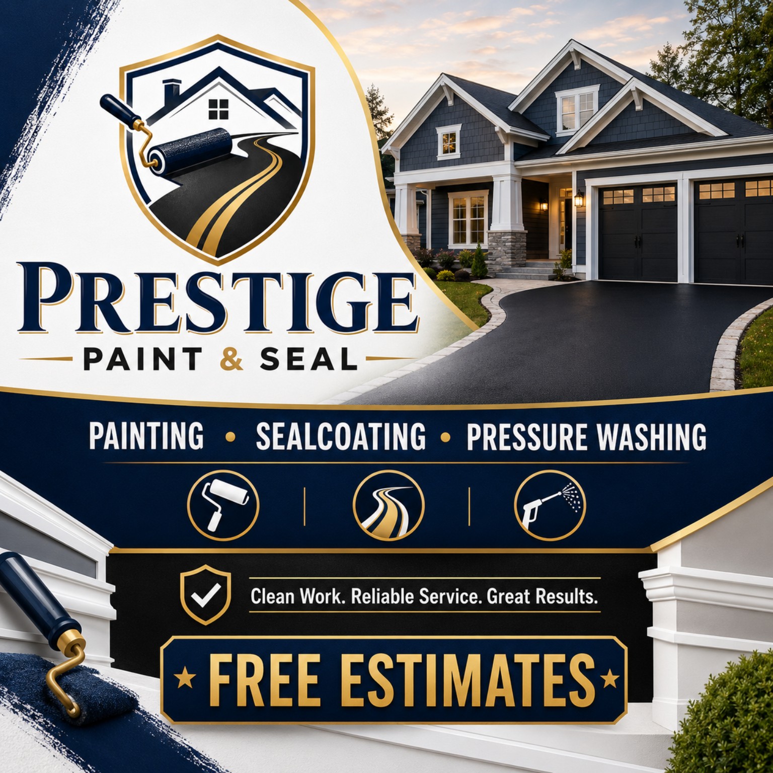 Prestige Paint and Seal painting, sealcoating and pressure washing services