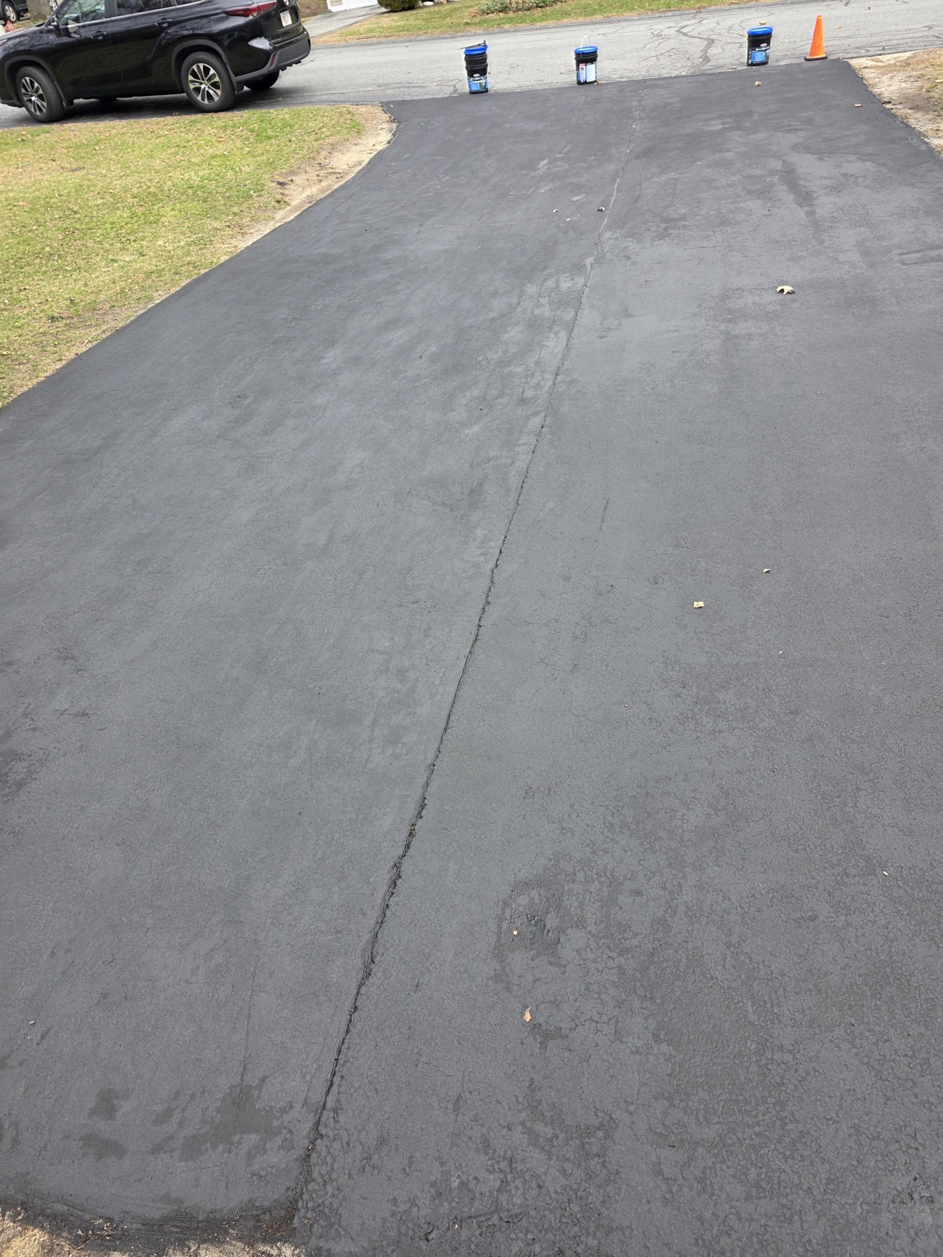 Completed driveway sealcoating, view 2